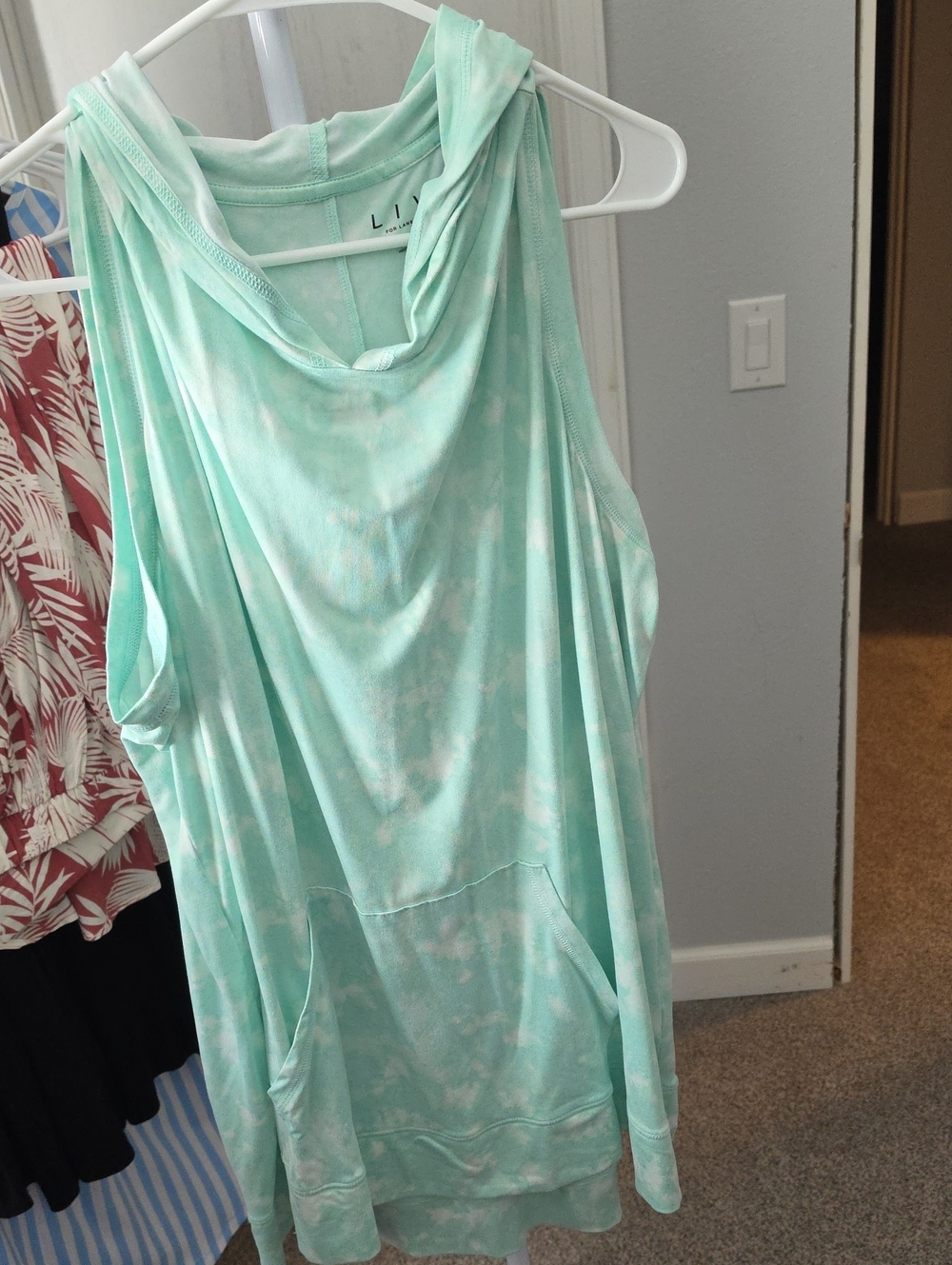 Lane Bryant Mint Green Tie-Dye Sleeveless Hoodie Size 22/24